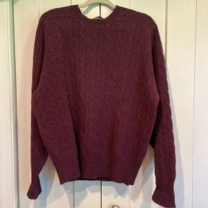 MEN'S POLO RALPH LAUREN PULLOVER CABLE KNIT ALPACA WOOL SWEATER SIZE L purple